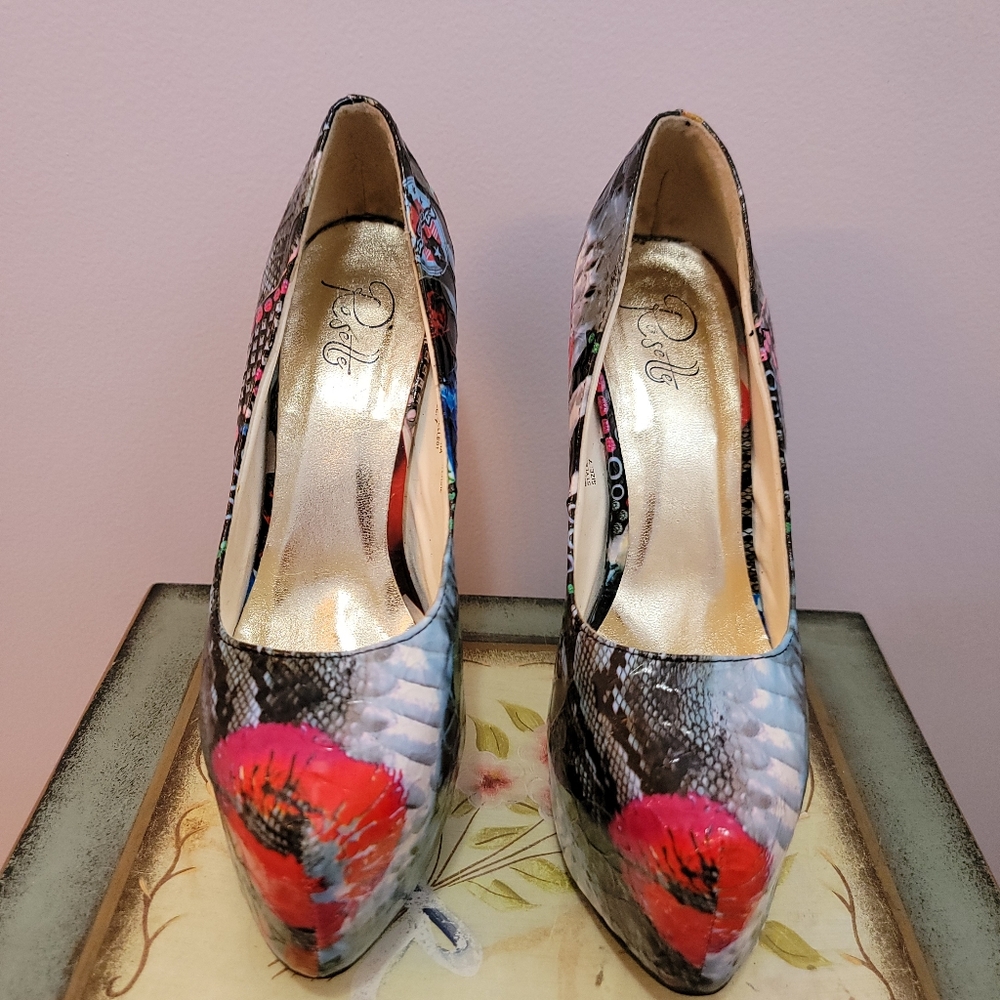 Rossette Elleo Multi Print Colorful Platform Stiletto  Size 7 - Picture 5 of 7